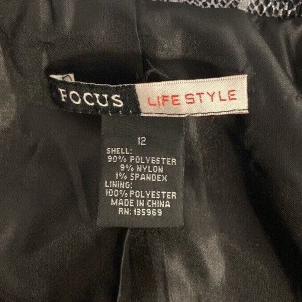 Focus Lifestyle Jacket Snake Print Black & Silver Fitted Size 12 - Picture 6 of 7